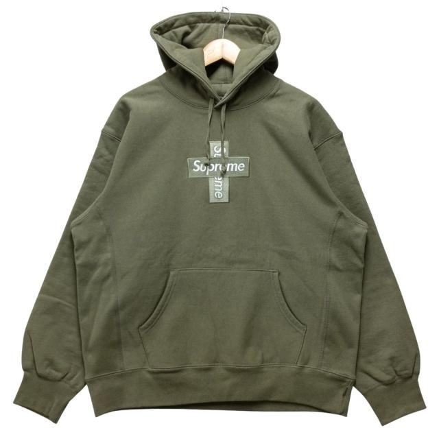 SUPREME シュプリーム 20AW Cross Box Logo Hooded Sweatshirt クロスボックスロゴ スウェット パーカー ライトオリーブ L 正規品 / 40902