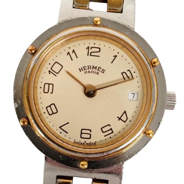 HERMES エルメス クリッパー デイト アイボリー文字盤 クォーツ レディース 腕時計 正規品 / C658
