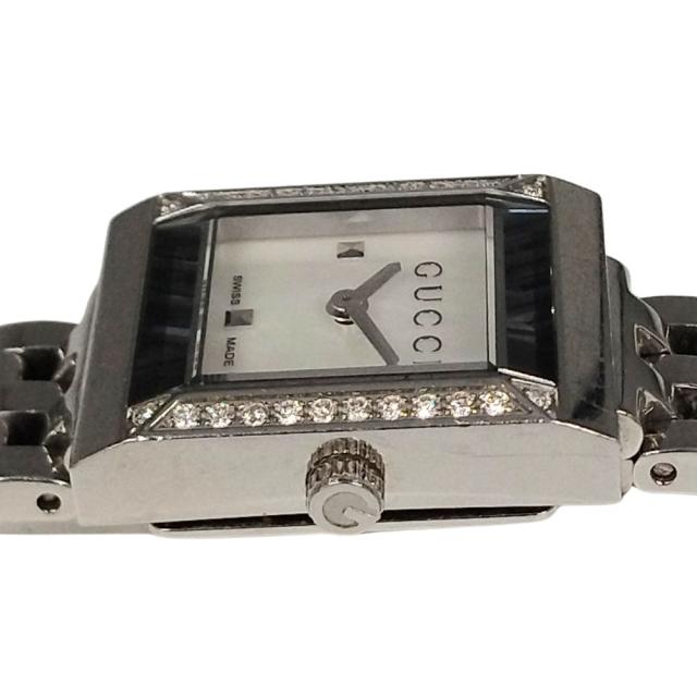 GUCCI グッチ 128.4 Gフレーム ダイヤベゼル シェル文字盤 クォーツ ステンレス 腕時計 シルバー 正規品 / C914 GUCCI グッチ 128.4 Gフレーム ダイヤベゼル シェル文字盤 クォーツ