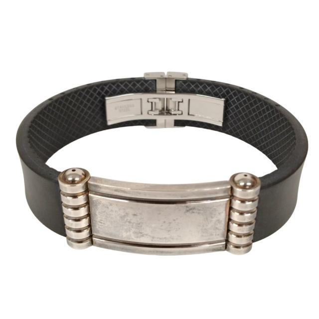 TIFFANY&CO. ティファニー パロマ ID シルバー×ラバー ブレスレット 腕周り20cm程度 ブラック 正規品 / 51399