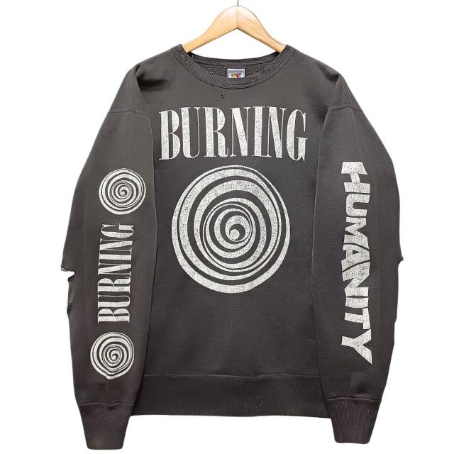 SAINT MICHAEL セントマイケル 品番 SM-S23-0000-041 Crew Sweat Shirt Burning ダメージ加工 スウェット サイズ L 正規品 / 53628