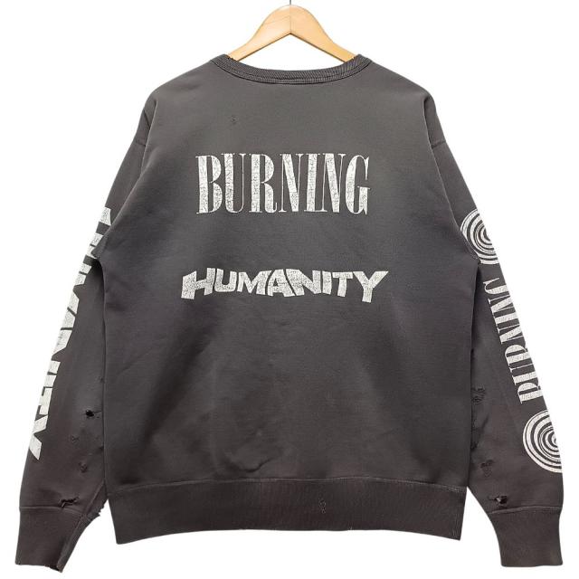 SAINT MICHAEL セントマイケル 品番 SM-S23-0000-041 Crew Sweat Shirt Burning ダメージ加工 スウェット サイズ L 正規品 / 53628_1