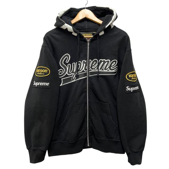 SUPREME シュプリーム 21SS Vanson Leather Spider Web Zip Up Hooded Sweatshirt ジップ パーカー ブラック サイズ M 正規品 / 55180