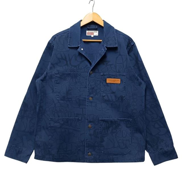 SUPREME シュプリーム × COMME des GARCONS SHIRT Printed Canvas Chore Coat カバーオール ジャケット ブルー系 サイズM 正規品 / 41077