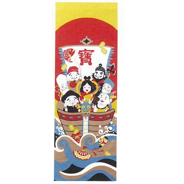 注染手ぬぐい（単品）日本製 【柄】七福神 【サイズ】約35cm×100cm