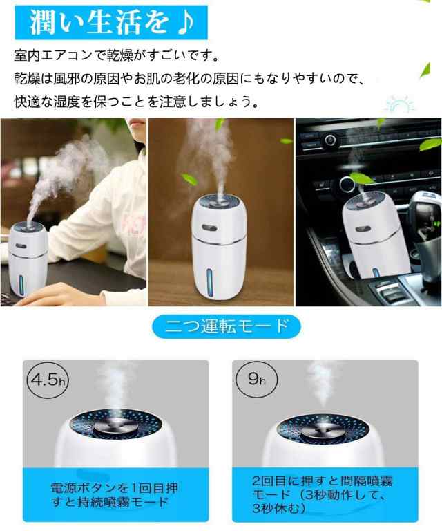 加湿器 卓上 アロマ 超音波式 加湿器 超静音 車用加湿器 除菌 10時間