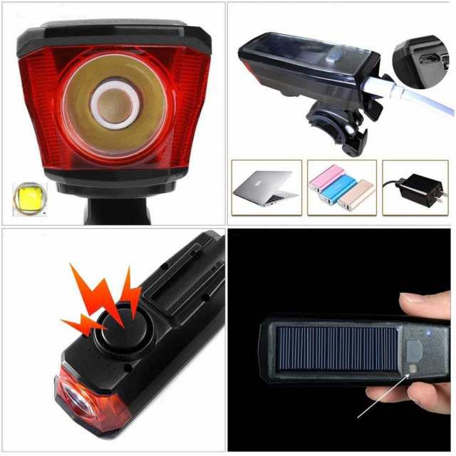 自転車ライト LED ヘッドライト 高輝度 ソーラー充電＆USB充電式