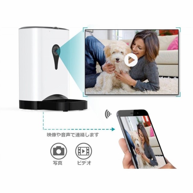 018最新モデルペット用 自動給餌器 スマート給餌器えさいれ 猫ちゃん/犬ちゃん定時 遠隔操作可能 定刻定量 4食分 4.5L iOS /Android 対応_4
