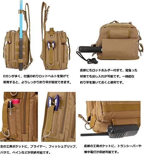 釣具 Pomyaアウトドアフィッシングタックルバッグ、ナイロン生地耐