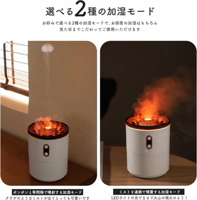 通販サイト一覧 火山加湿器 450ml 2つの噴射 コンパクトサイズ 加湿器 家庭用 加湿器