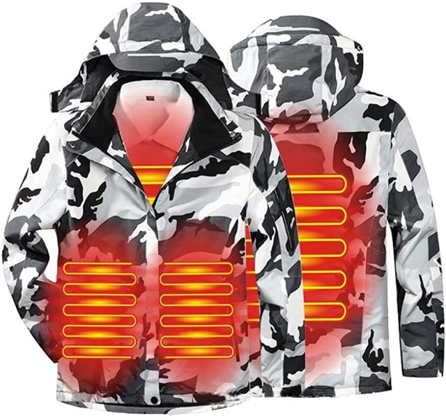 電熱ジャケット ヒーター付き 登山服 電熱服 USB加熱 中綿コート フード付き マウンテンパーカー ヒータージャケット 秋冬 防風 防水 防寒 アウトドア