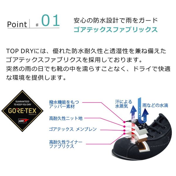 トップドライ レディース レイン ウォーキングシューズ TDY7302 ゴアテックス 防水 本革 レザー 幅広 3E アサヒ TOP DRY 7302_5