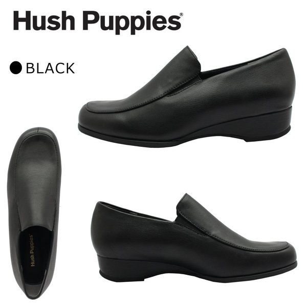 ハッシュパピー レディース ウエッジソール パンプス L-6561t 6561 Hush puppies 婦人靴 ブラック ダークブラウン 黒_1