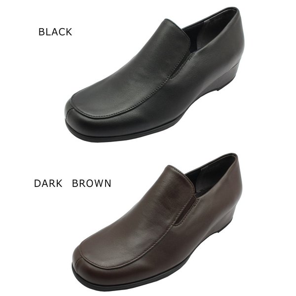 ハッシュパピー レディース ウエッジソール パンプス L-6561t 6561 Hush puppies 婦人靴 ブラック ダークブラウン 黒_9