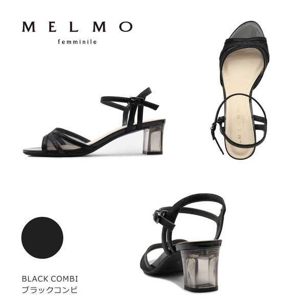 MELMO メルモ レディース サンダル バックストラップ ヒール ラメ 靴