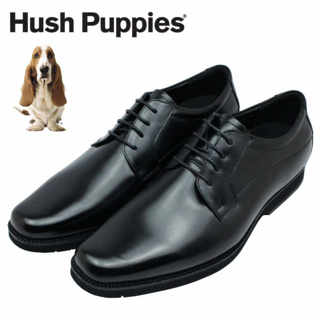 ハッシュパピー メンズ ビジネスシューズ 1672 M-1672NT 外羽根 プレーントゥ スクエアトゥ 幅3E 本革 Hush Puppies 通気性 紳士 靴 黒 ブラックの通販は