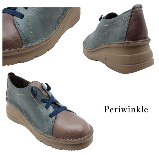 Periwinkle ペリウィンクル レディース カジュアルシューズ 9943 ゴム紐 幅広4E 厚底 本革 ウォーキング 婦人靴_10