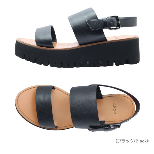 APOM ブラックサンダル アポム APOM プラットフォームサンダル50（ブラック） -靴