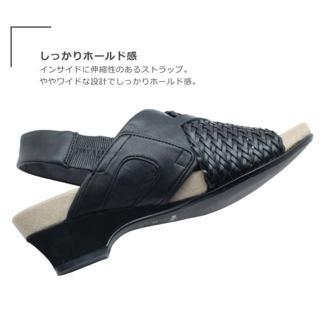 section d’or セクションドール レディース サンダル 3668 オープントゥ ウェッジソール ストラップ メッシュ 軽量 軽い 歩きやすい 靴 黒 白 ブラック ホワイト_5