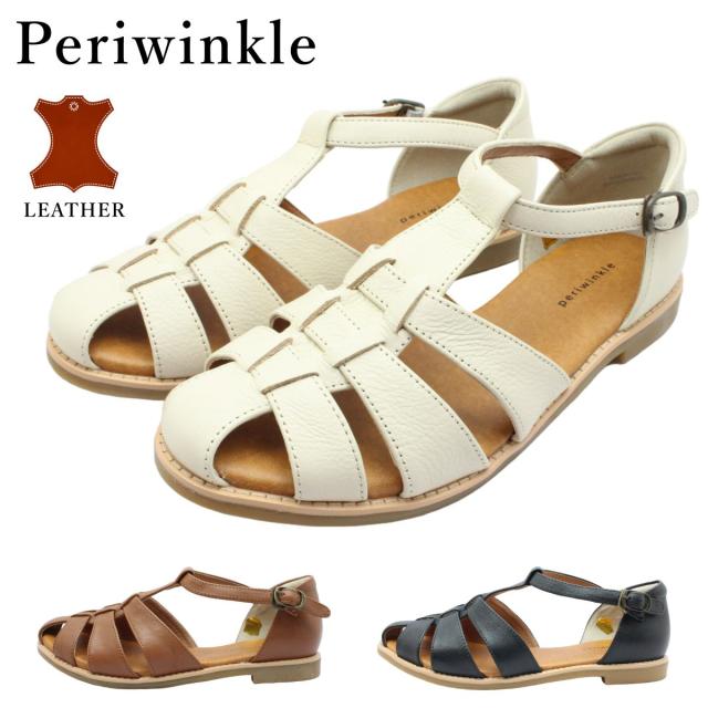 Periwinkle ペリウィンクル レディース レザー グルカサンダル 8431 本革 ぺたんこ ローヒール