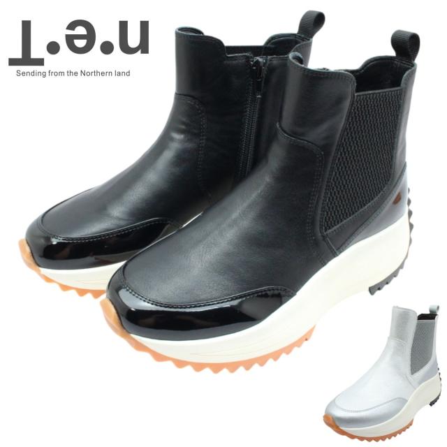 ten テン レディース ショートブーツ 厚底 サイドゴア 7267 エナメル  防滑 ハイカット ドライビングシューズ スニーカー 靴 net ネット