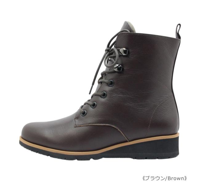 CLEAR CAMP クリアキャンプ レディース ブーツ 2540 ショート アンクル フラット ジップ レザー 本革 防滑 紐 日本製 国産 幅広 4E 靴 黒 茶 ブラック ブラウン_2
