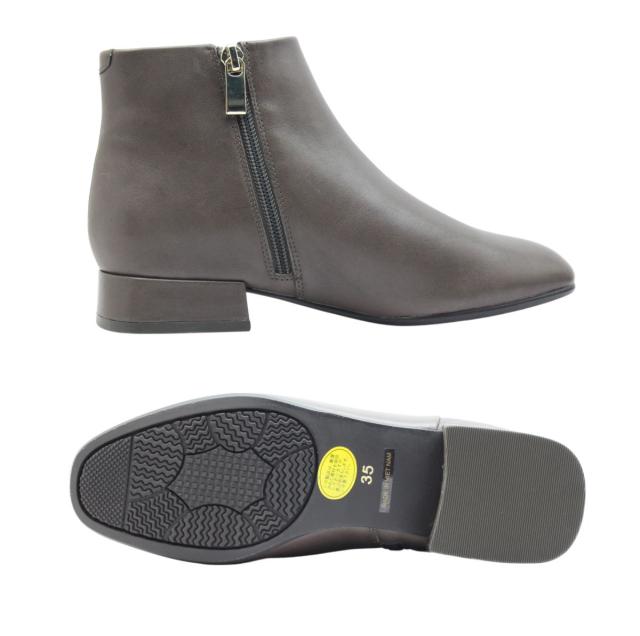 enchanted エンチャンテッド レディース ブーツ 21229 ショート ブーティ プレーン スクエアトゥ チャンキーヒール ローヒール ジップ レザー 本革 防滑 靴 黒 ブラック グレー enchanted エンチャンテッド レディース ブーツ 21229 ショート