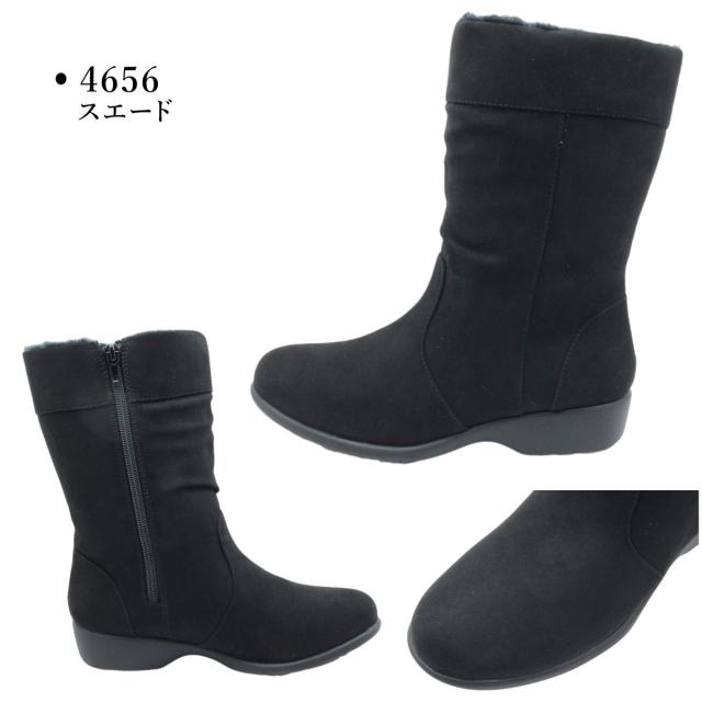 トパーズ TOPAZA レデイース スノーシューズ カジュアル TZ-4655 TZ-4656 防水 防滑 4E幅広 ブーツ ミドル丈 婦人靴 ブラック 4655 4656_2