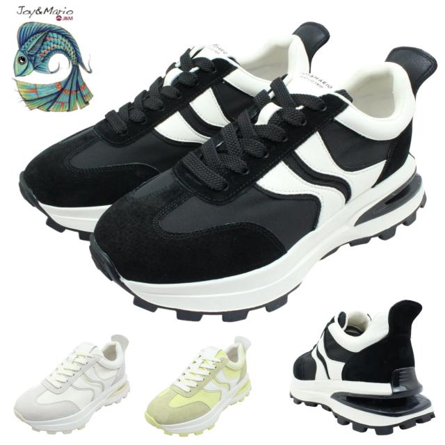 Joy & Mario ジョイ アンド マリオ レディース レザー スニーカー 31181 W ふぁっとソール おしゃれ 紐靴 ローカット 本革 厚底