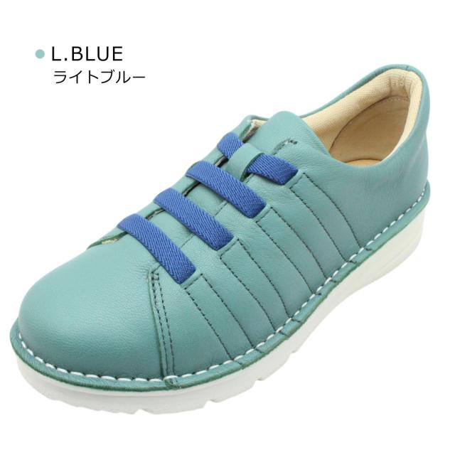 Periwinkle ペリウィンクル レディース カジュアルシューズ 3762 ゴム紐 幅広4E 厚底 本革 ウォーキング スニーカー 婦人靴_3