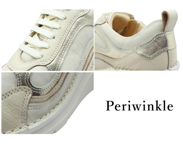 Periwinkle ペリウィンクル レディース レザー スニーカー 9945 幅広4E 紐靴 ファスナー 本革 厚底 カジュアルシューズ_10