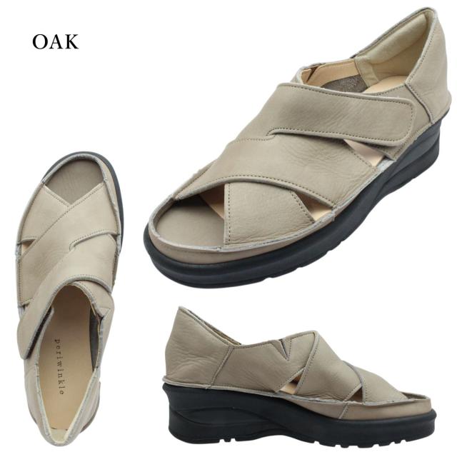 Periwinkle ペリウィンクル レディース レザー サンダル 610 ウェッジソール カジュアル マジックベルト フラット 本革 婦人靴 日本製 Periwinkle ペリウィンクル レディース レザー サンダル 610 ウェッジ