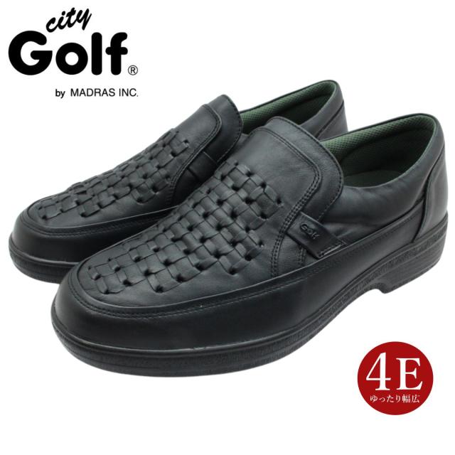 シティ ゴルフ City Golf メンズ スリッポン メッシュ GF5004 本革 軽量 幅広4E 5004 カジュアルシューズ ビジネス　madras マドラス 日本製