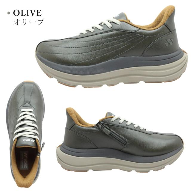 YONEX ヨネックス メンズ ウォーキングシューズ SHW M128 スニーカー パワークッション 3.5E ローカット ハンズフリー 紐靴 ファスナー付き クッション