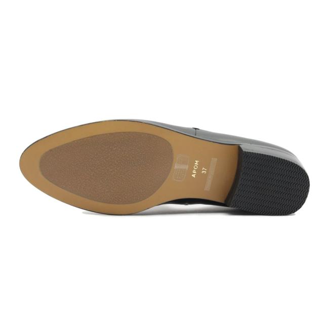 APOM アポム レディース パンプス スリッポン 122 2E 本革 靴 黒 白 蛇