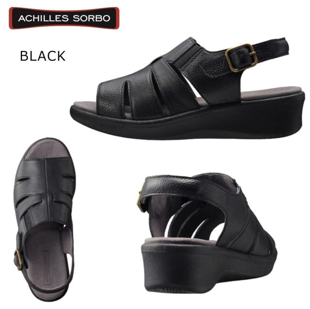 アキレス ソルボ Achilles SORBO レディース コンフォート サンダル ASC5510 バックストラップ 551 本革 靴 黒 ブラック ブロンズ_1