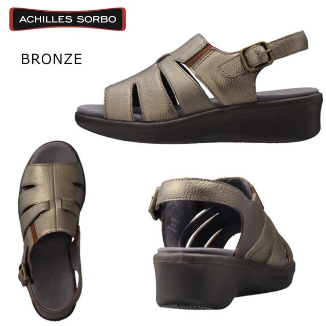 アキレス ソルボ Achilles SORBO レディース コンフォート サンダル ASC5510 バックストラップ 551 本革 靴 黒 ブラック ブロンズ_2