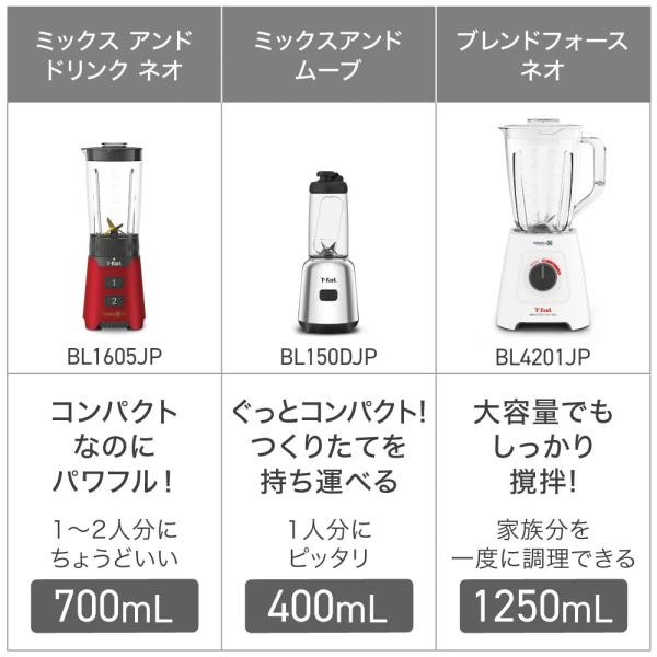 ティファール ミキサー ミックス & ドリンク ルビーレッド BL1325JP T