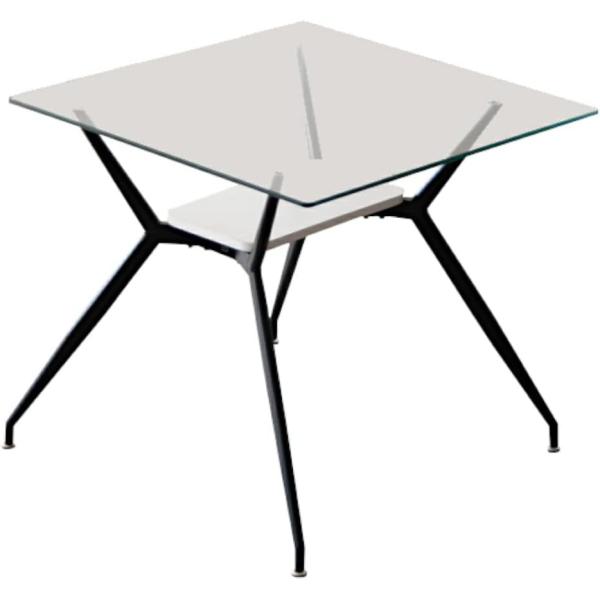 ダイニングテーブル ガラステーブル カフェテーブル ガラス天板 強化ガラス スチール脚 80 正方形 クリア 86119の通販は