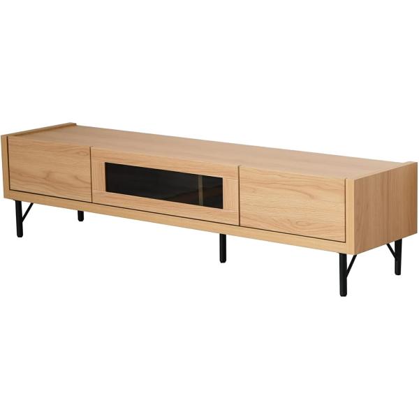 テレビ台 ローボード テレビボード 収納 リビングボード TV台 引き出し 脚付き フラップ扉 ガラス 木目調 新生活 おしゃれ ナチュラル　71187の通販は