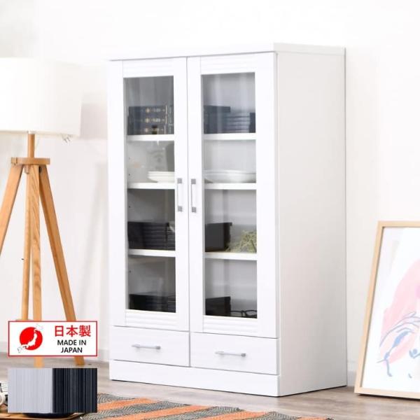 ブックシェルフ 書棚 本棚 扉付き 引出付き ミドルタイプ 扉収納 幅90cm 収納 ガラス扉 国産 日本製 開き扉 大容量 90幅 黒 ブラック 白 ホワイト ブックシェルフ 本棚 書棚 扉収納 幅90cm おしゃれ 引出付き