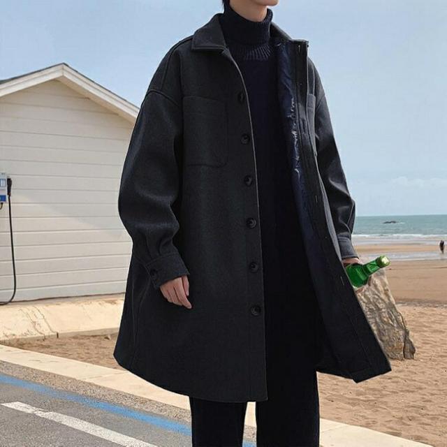【送料無料】ステンカラーコート 厚手 メンズ チェスターコート 冬 コート 通勤 ゆったり アウター ドロップショルダー ラシャコート ステンカラー レトロ 冬コート 男性 おしゃれ ブラック グレー キャメル 6,792円