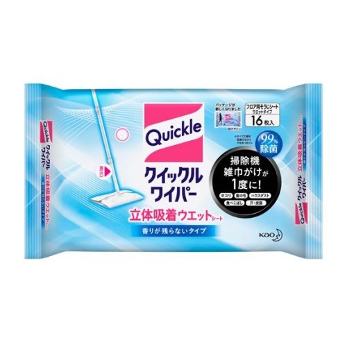 【２０個セット】【１ケース分】 花王 クイックルワイパー 立体吸着 ウエットシート(16枚入)×２０個セット　１ケース分
