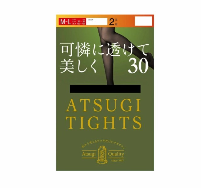 【１０個セット】 アツギ タイツ 可憐に透けて美しく 30デニール M-L ブラック(2足入)×１０個セット