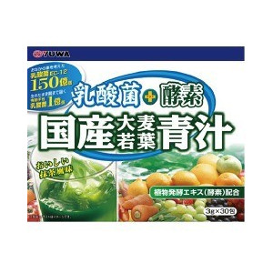 【30個セット】【1ケース分】ユーワ 乳酸菌+酵素 国産大麦若葉青汁　 (3g×30包）×30個セット ※軽減税率対象品