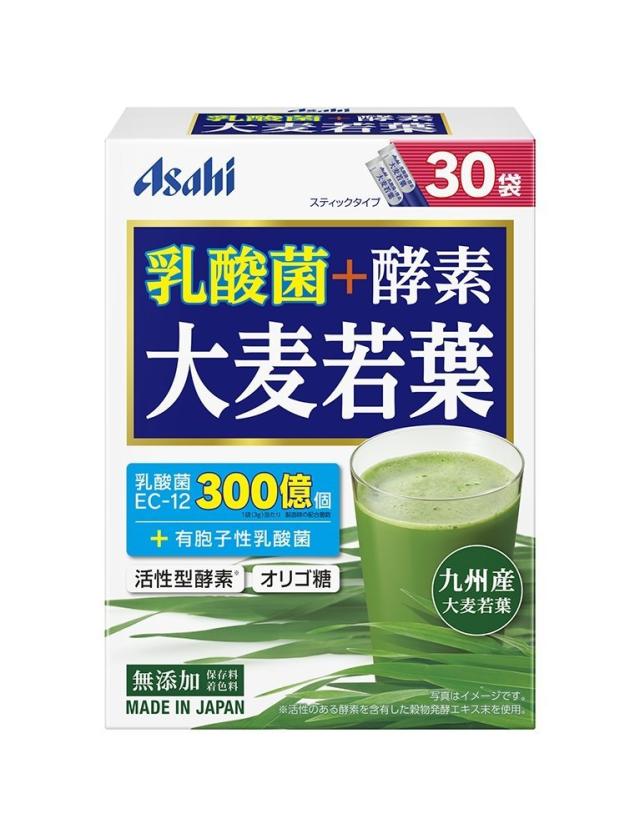 【１６個セット】【１ケース分】 アサヒグループ食品 乳酸菌+酵素 大麦若葉 30袋 (90g) ×１６個セット　１ケース分 【dcs】 ※軽減税率対象品