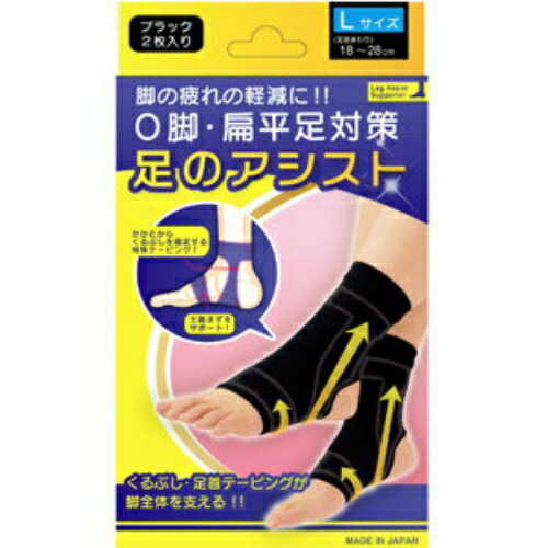 【１０個セット】 美脚足のアシスト ブラック 2枚入り Lサイズ（足首まわり18〜28cm） ×１０個セット