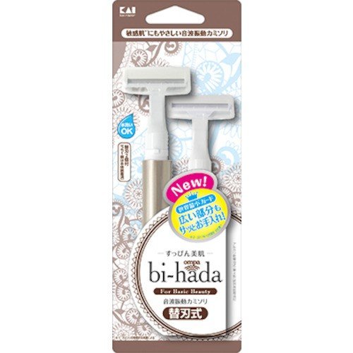 【１０個セット】 貝印　ｂｉ−ｈａｄａ　ｏｍｐａ（ビハダオンパ）　Ｔホルダー＋替刃　替刃２個付×１０個セット