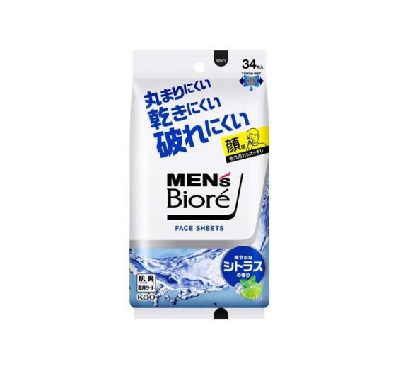 【２０個セット】 花王 メンズビオレ フェイスシート 爽やかなシトラスの香り(34枚入)×２０個セット