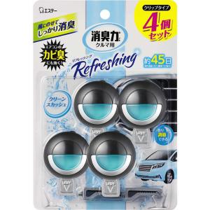 【２２個セット】【１ケース分】 エステー クルマ消臭力 クリップタイプ 4個セット クリーンスカッシュ 3.2ml×4個入 ×２２個セット　１ケース分 【mor】【ご注文後発送までに2週間以上頂戴する場合がございます】の通販はその他日用品・文房具・手芸用品